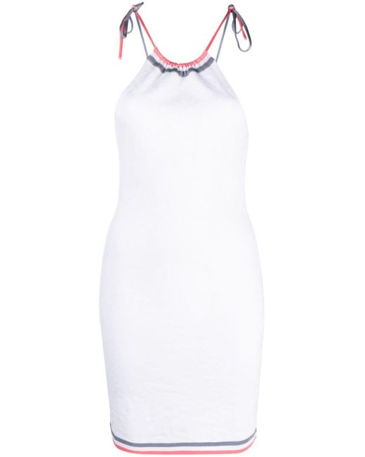 Fendi White Gestricktes Neckholder-Kleid