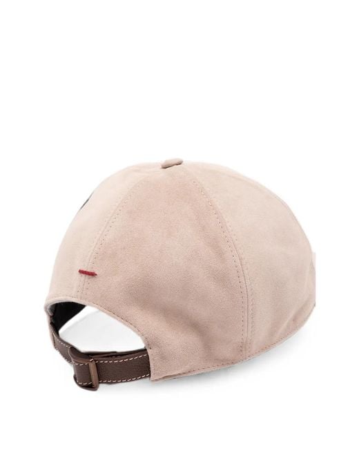 Brunello Cucinelli Pink Logo-Embroidered Suede Baseball Cap for men