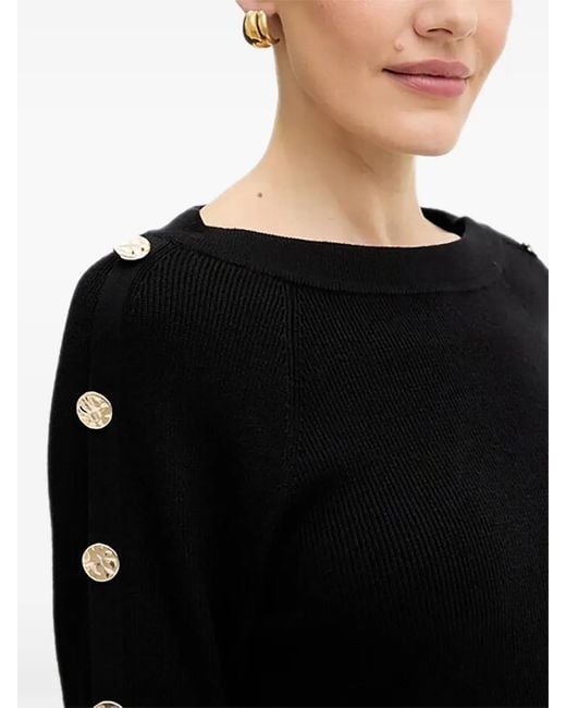 Morgan Black Button-Embellished Knitted Top