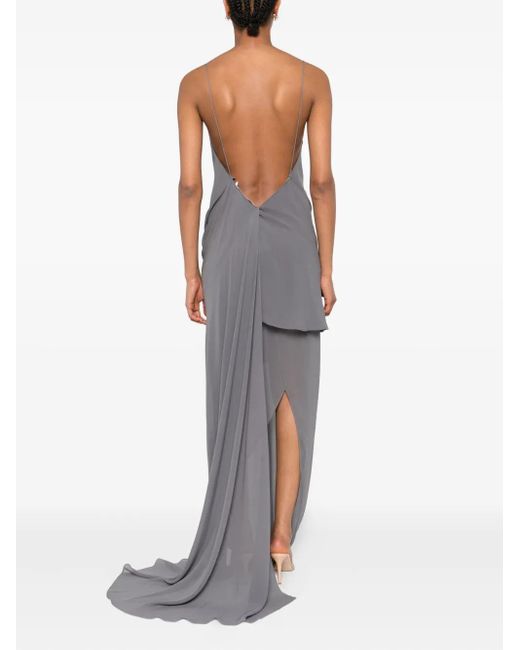 Christopher Esber Gray Cowl-Neck Draped Dress