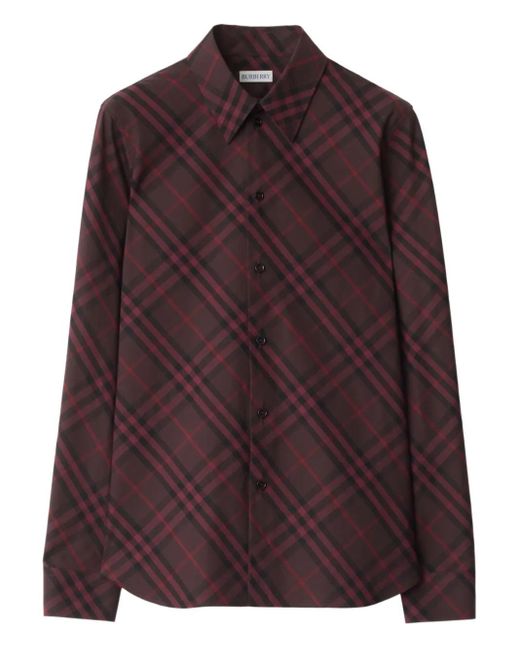 Burberry Purple Hemd mit Karomuster