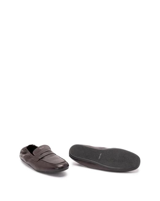 Prada White Leather Elasticated-Heel Loafers for men