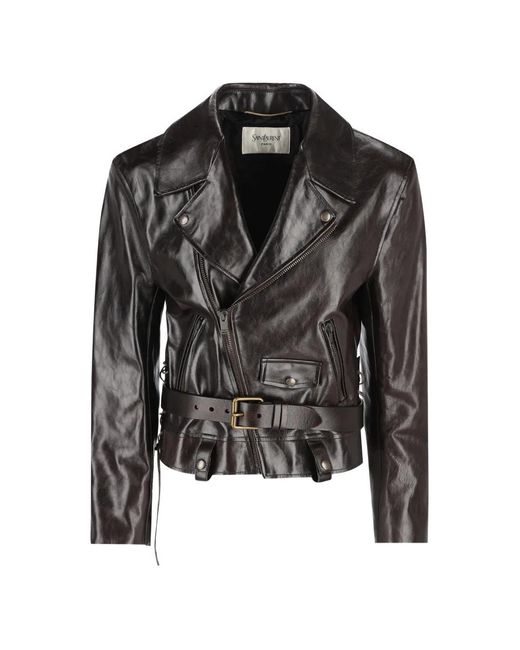 Saint Laurent Black Belted Leather Jacket