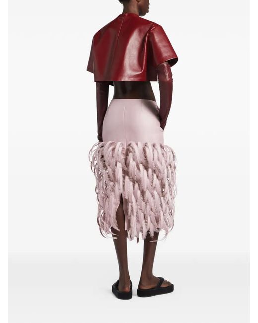 Balenciaga Pink Ribbon-Trim Midi Skirt