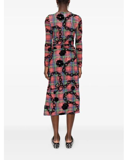 Chopova Lowena Red Sonicscape Mesh Dress