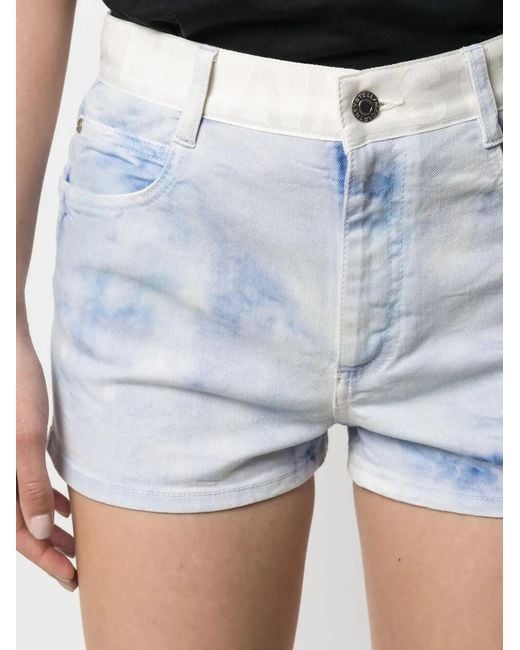 Stella McCartney Blue Marble Tie-Dye Denim Shorts