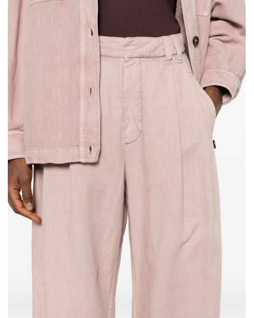 Pantalones rectos plisados Brunello Cucinelli de color Pink