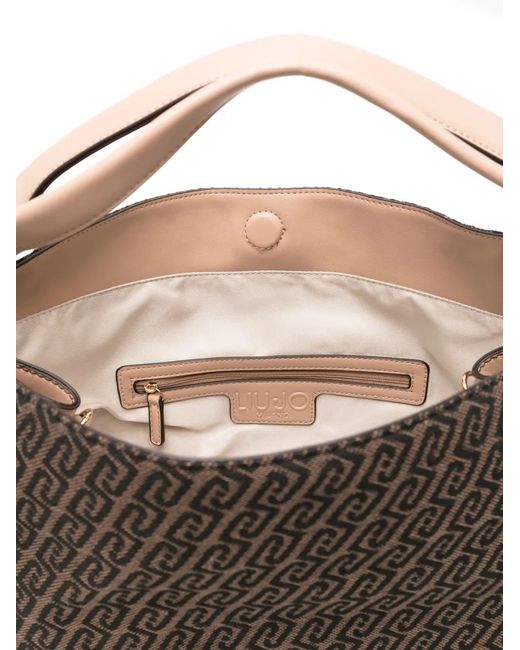 Liu Jo Black Large Bag With Monogram Logo