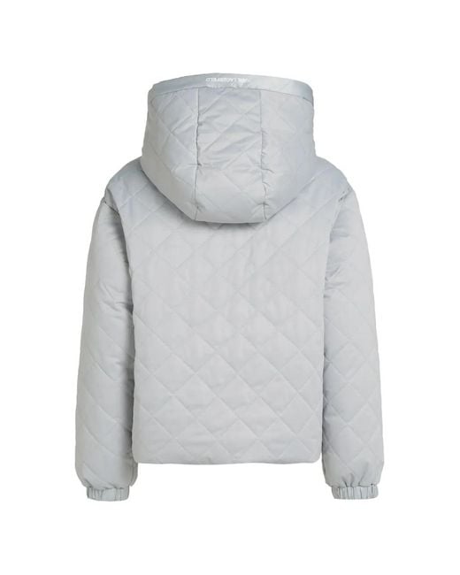 Karl Lagerfeld Gray Ikon Quilted Puffer Jacket