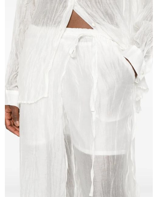 LA PISCINE White Wrinkled Trousers Set