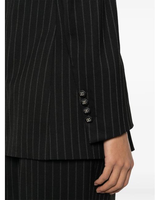 Dolce & Gabbana Black Pinstriped Single-Breasted Blazer