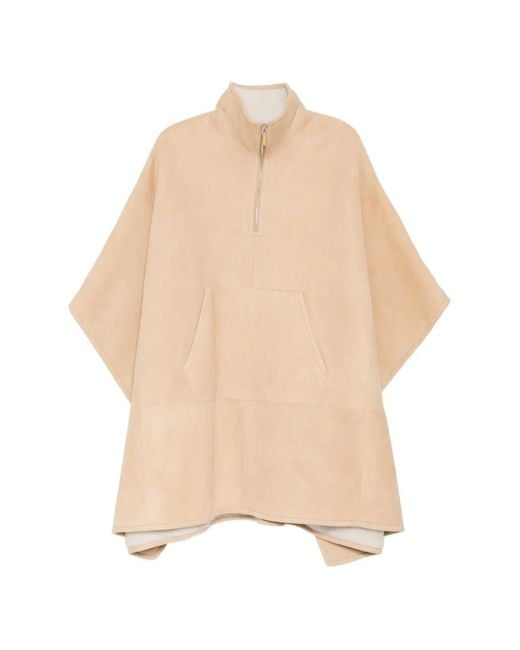 James Perse Natural Poncho En Peau Lainée Et Daim