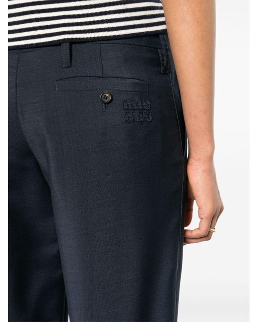 Miu Miu Blue Straight-leg Tailored Trousers