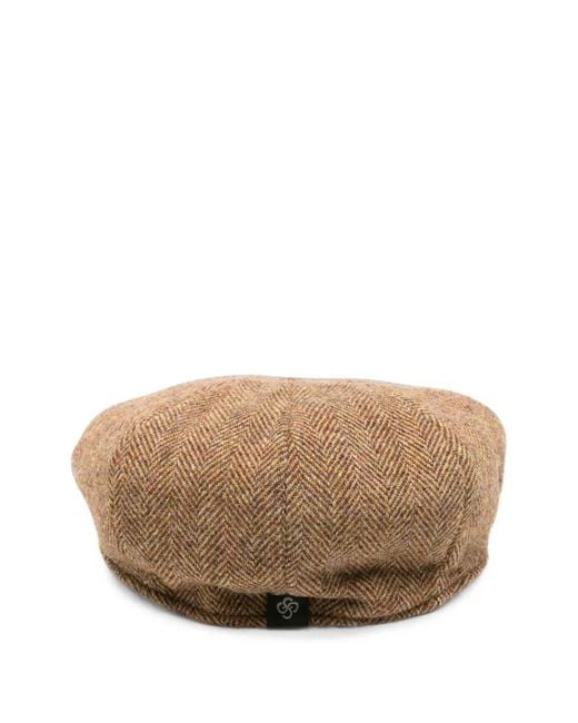 Gran Sasso Natural Herringbone-Pattern Wool Flat Beret for men