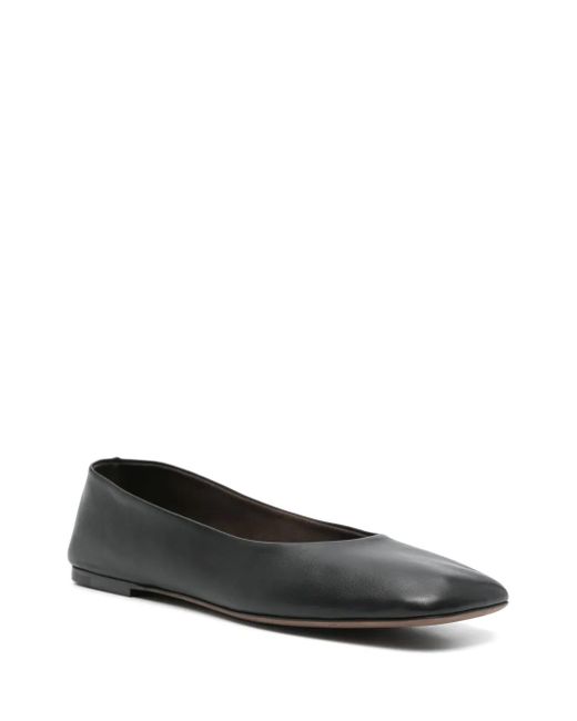 The Row Black Leather Ballet Flats