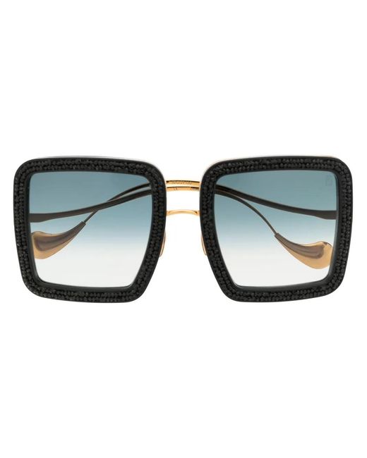 Anna Karin Karlsson Black Crystal-Embellished Oversize-Square Sunglasses