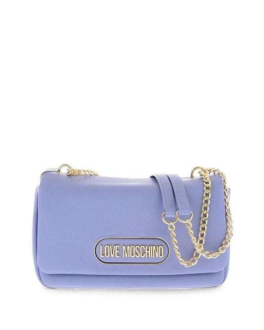 Moschino Blue Logo-Plaque Shoulder Bag
