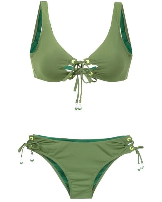 Amir Slama Green Lace Up Bikini Set