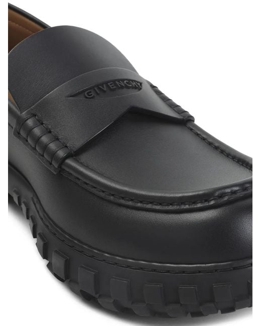 Givenchy Black Tread-Sole Penny Loafers for men