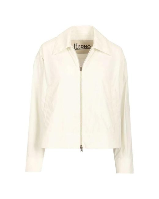 Herno White Collared Zip Jacket