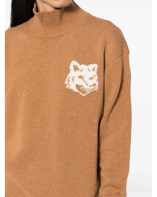 Maison Kitsuné Brown Fox Head Intarsia Comfort Jumper for men
