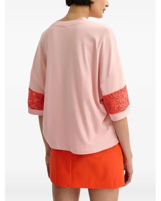 Essentiel Antwerp Red Lace-Detail T-Shirt