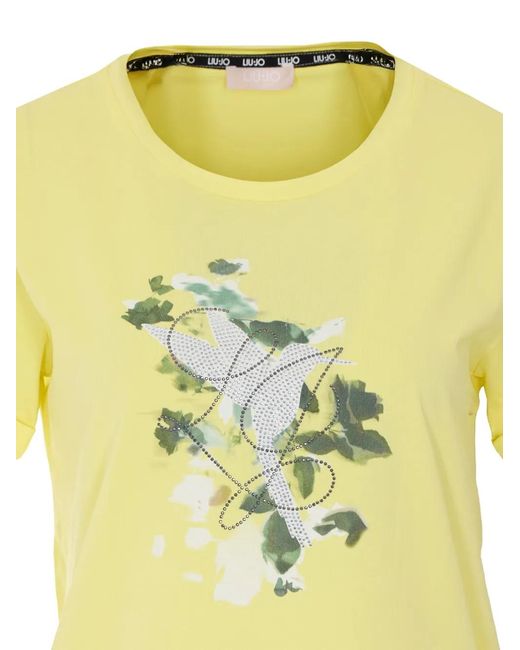 Liu Jo Yellow Crewneck Printed T-Shirt