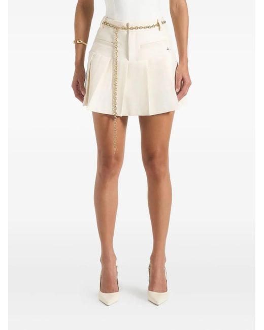 Manière De Voir White Elise Pleated Belted Tailored Skort