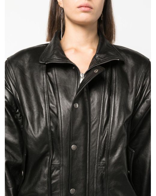 Saint Laurent Black Leather Jacket With Detachable Sleeves