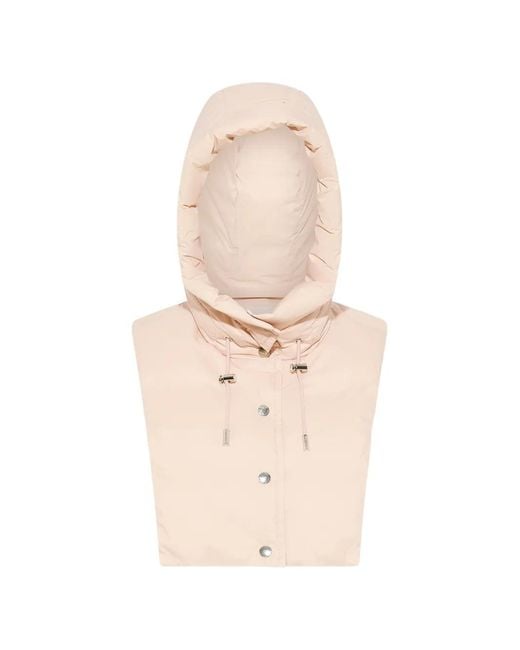 Yves Salomon White Padded Drawstring Hood Bib