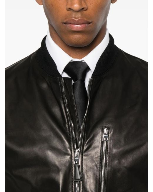 メンズ Givenchy レザーボンバージャケット Black