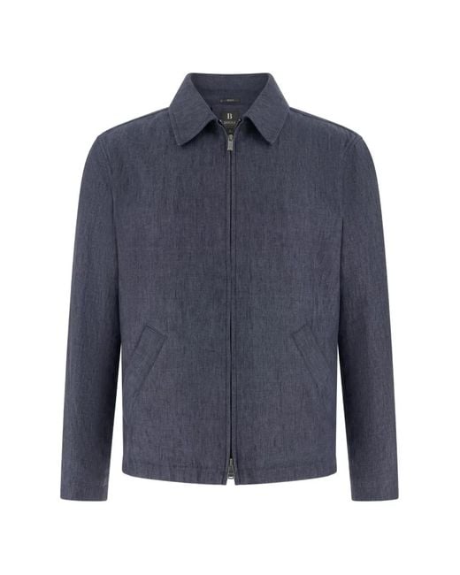 Boggi Blue Technical Linen Bomber Jacket for men