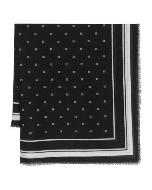 Givenchy Black 4G Schal mit ausgefransten Kanten