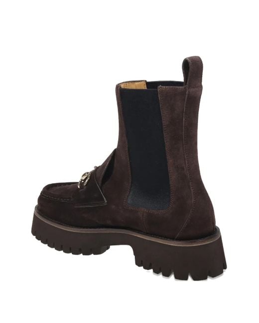 Gucci Black Horsebit Lug-Sole Boots