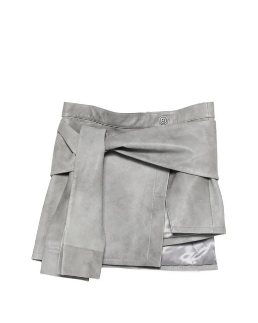 Manokhi Gray Alya Tie-Waist Mini Skirt