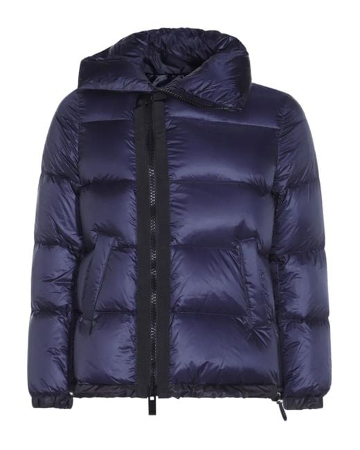 Sacai Blue Asymmetric-Zip Padded Jacket