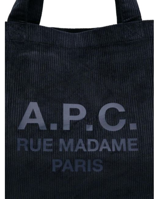 A.P.C. Black Corduroy Tote Bag