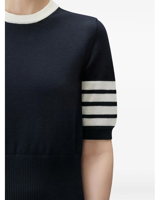 Thom Browne Blue T-Shirt Hector En Maille Intarsia