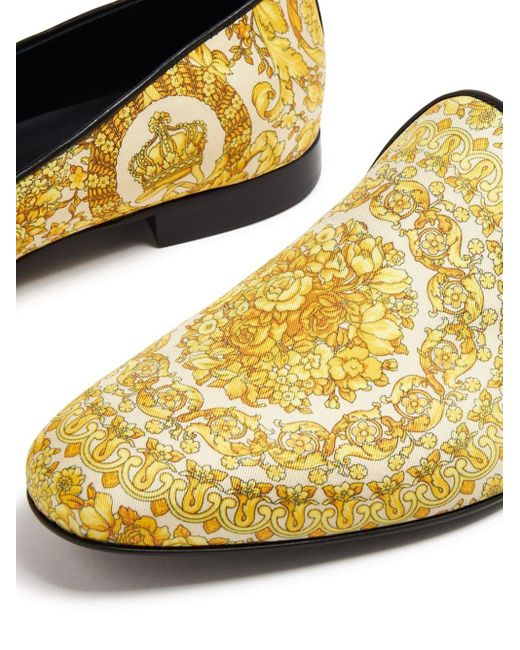 Versace Satijnen Loafers Met Barokprint in het Yellow voor heren