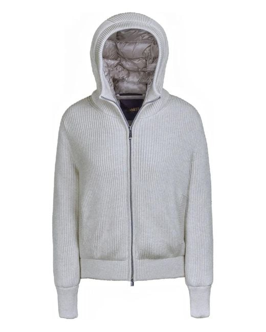 Moorer Gray Rib-Knit Padded Jacket