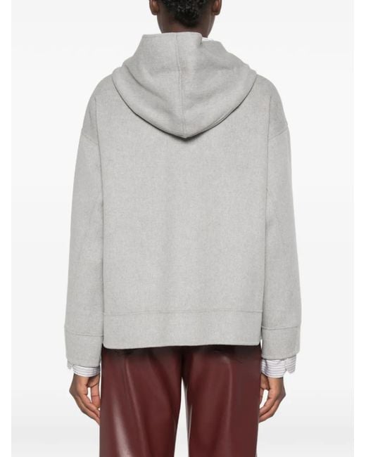 Max Mara Gray Hooded Zip-Up Jacket