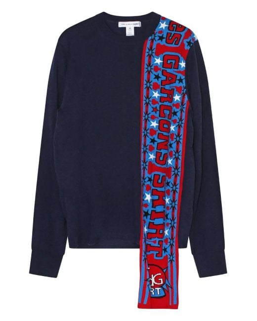 Comme des Garçons Blue Graphic-Panel Sweater for men