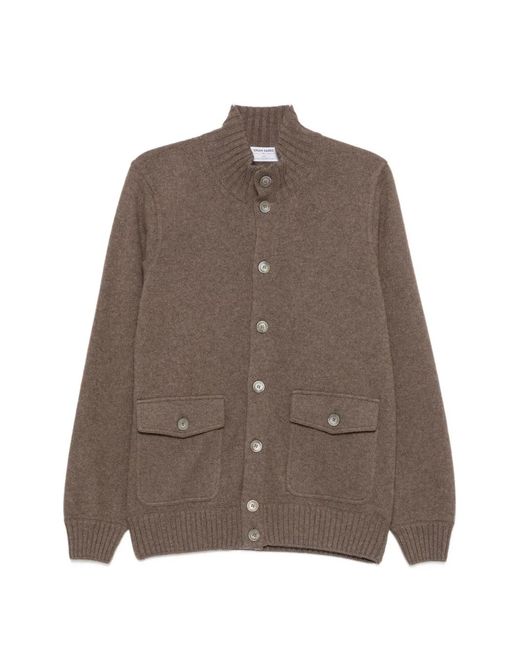 Gran Sasso Brown Button-Up Funnel-Neck Cardigan for men