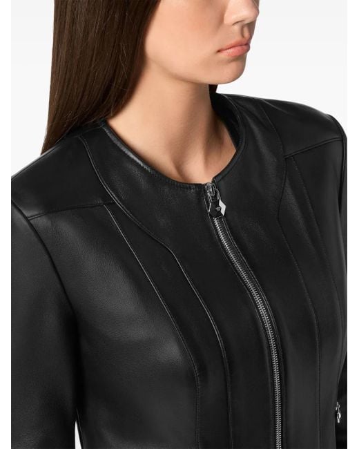 Philipp Plein Leren Jack in het Black