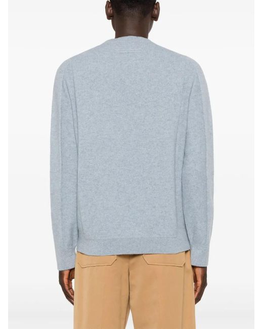 Zegna Blue Brushed Fine-Knit Jumper for men