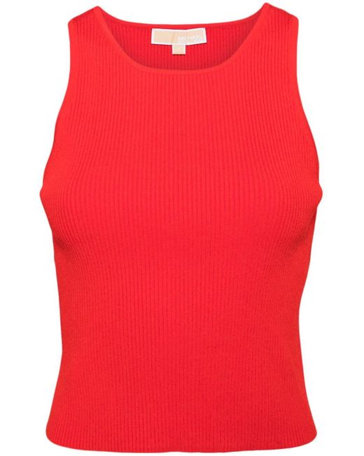 Michael Kors Red Ribbed Cropped Top