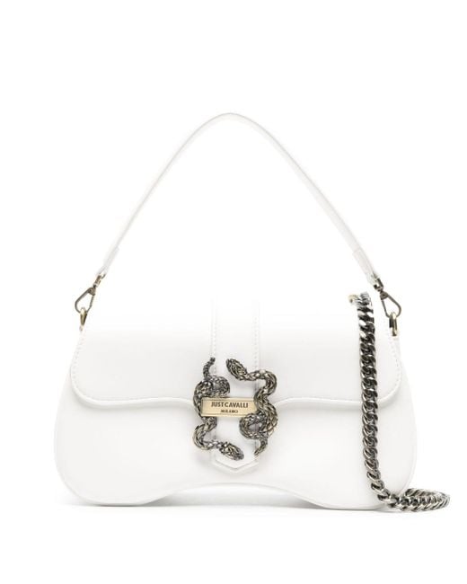 Just Cavalli White Faux-leather Metallic-snake Shoulder Bag