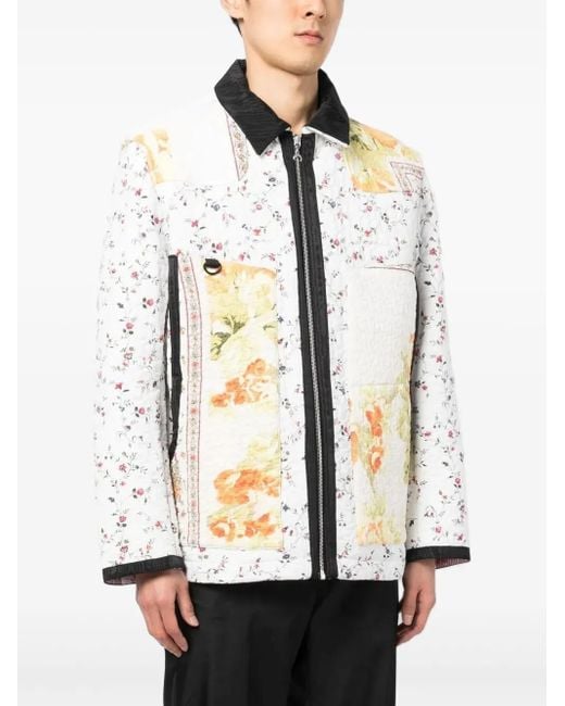 MARINE SERRE White Floral-Patchwork Quilted Jacket for men