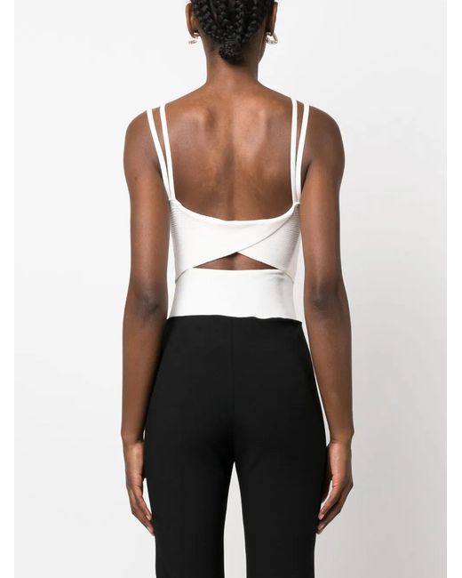 Nissa White Cut-Out Double-Strap Top