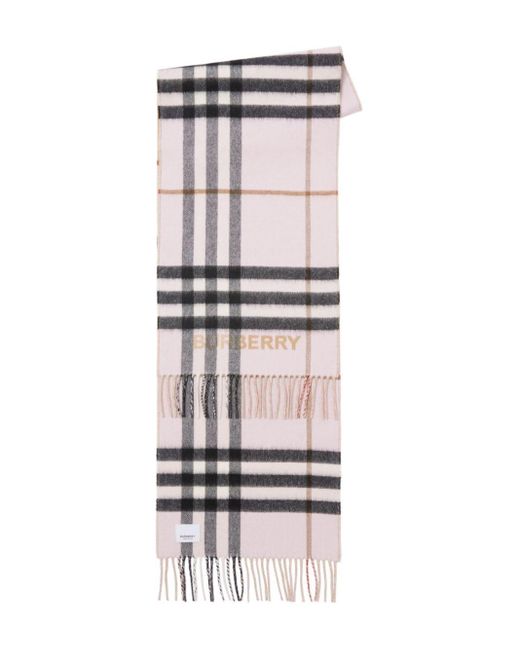 Burberry Pink Contrast-check Fringed Scarf